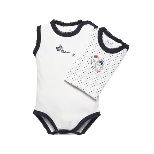 2 kpl vauvan hihaton body, valkoinen, pilkullinen, Olimpias
