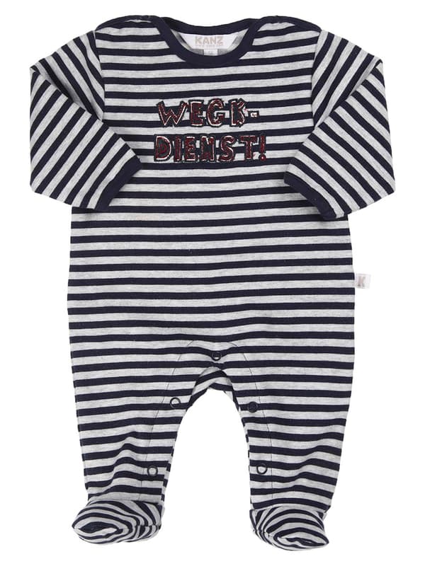 Baby marinblå randig sparkdräkt Kanz