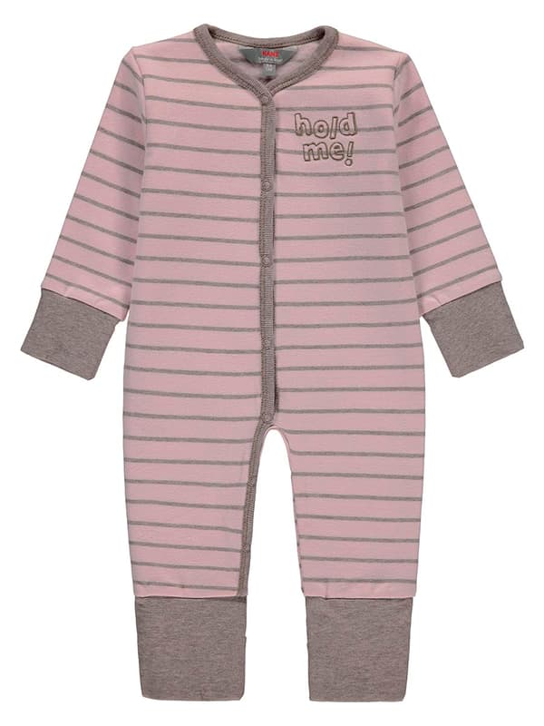 Babyrosa randig sparkdräkt Kanz
