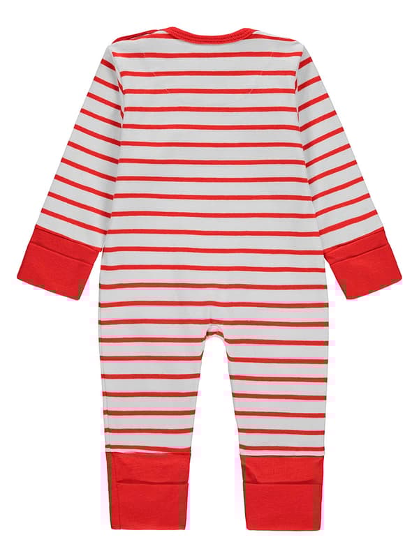 Rödrandig babysparkdräkt Kanz