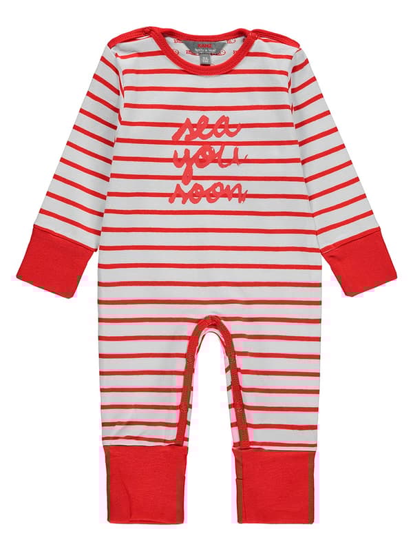 Rödrandig babysparkdräkt Kanz