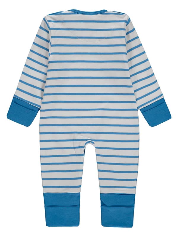 Babyblå randig sparkdräkt Kanz