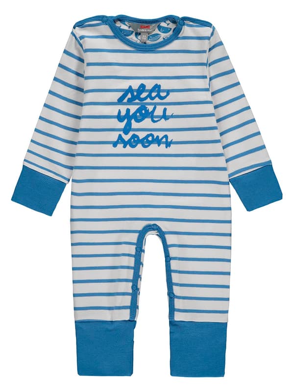 Babyblå randig sparkdräkt Kanz