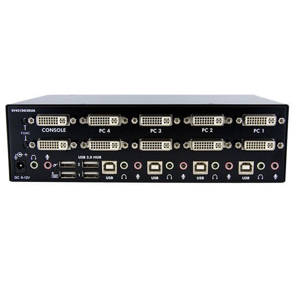 StarTech 4-porttinen Dual DVI USB KVM -kytkin, jossa ääni ja USB 2.0 -keskitin