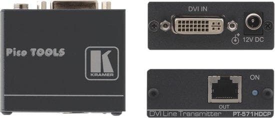 Kramer PicoTOOLS PT-571HDCP-sändare - Videoförlängare - Digital DVI, 24-stift / RJ-45 - upp till 100 m (PT-571HDCP)