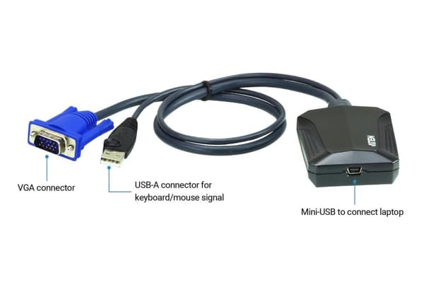 ATEN CV211 bærbar USB-konsoladapter - KVM-switch - 1 x KVM-port(e) - 1 lokal bruger - Desktop