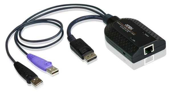 ATEN KA7169 DisplayPort USB Virtual Media KVM-sovitinkaapeli älykortinlukijalla (CPU-moduuli) - KVM/Audio/USB-laajennus (KA7169) musta