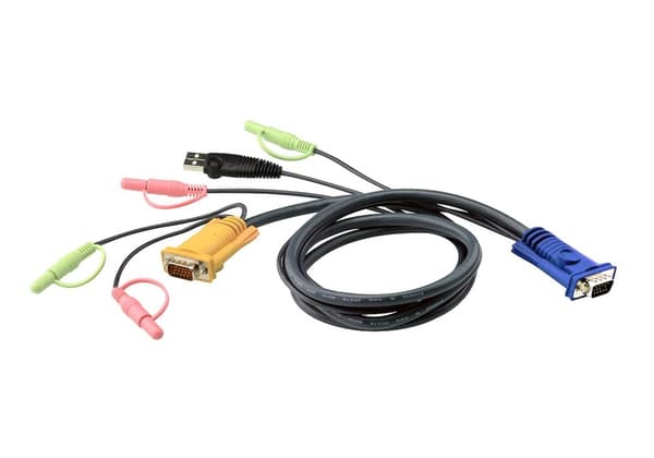 KVM-kabel VGA hun 15-pin / 2x PS/2-stik - VGA han / USB A han 5,0 m