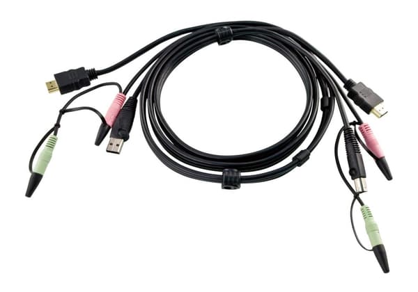 KVM-kabel 1x USB / 2x 3,5 mm han / HDMI - 1 x USB / 2x 3,5 mm han / HDMI 2,0 m Grå