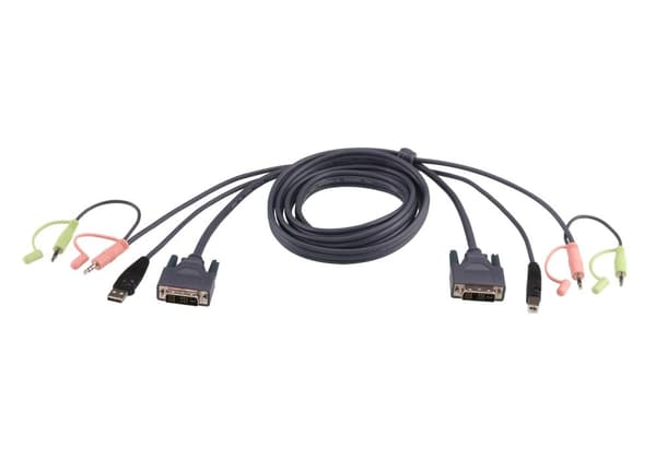 ATEN 2L-7D02U - Video / USB / Lydkabel - USB Type A, 4-benet, Mini-Phone Stereo 3,5 mm, DVI-D (M) - Mini-Phone Stereo 3,5 mm, USB Typ B, 4-pin, DVI -D