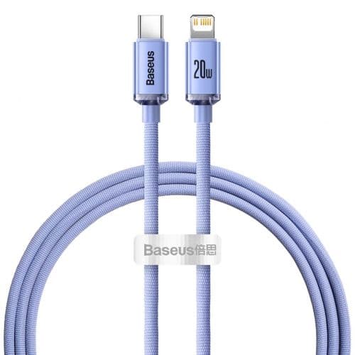 Baseus Type-C - Lightning cable, Crystal Shine Series Fast Charging Data Cable 20W 1.2m Purple (CAJY000205)