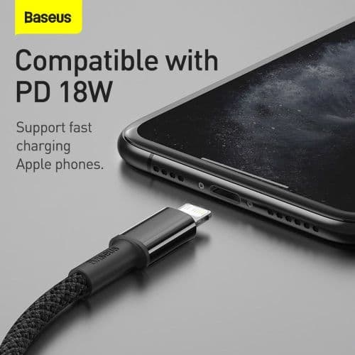Baseus Type-C - Lightning High Density Braided Fast charging cable PD 20W 2m Black (CATLGD-A01)