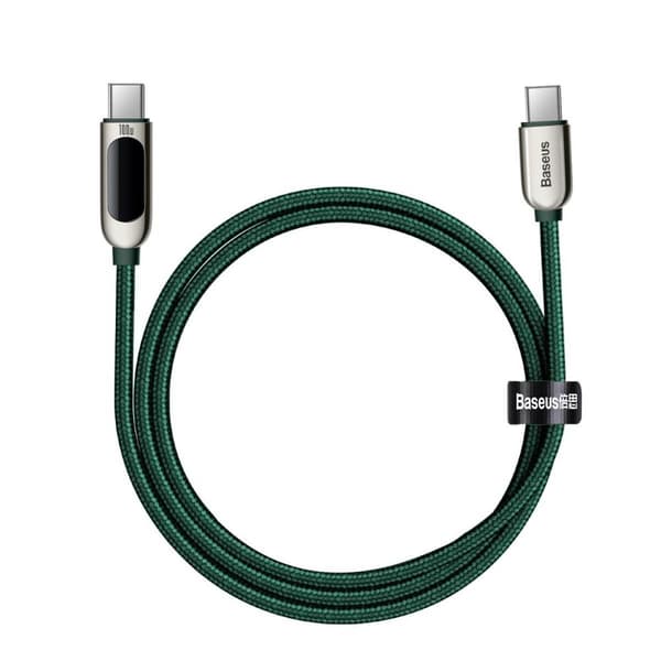 CABLU alimentare si date Baseus Display, Fast Charging Data Cable pt. smartphone, USB Type-C la USB Type-C 100W, braided, display, 1m,verde "CATSK-B06