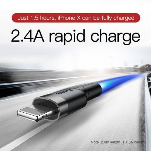 Baseus Lightning Cafule Cable 2.4A 0.5m Gray + Black (CALKLF-AG1)