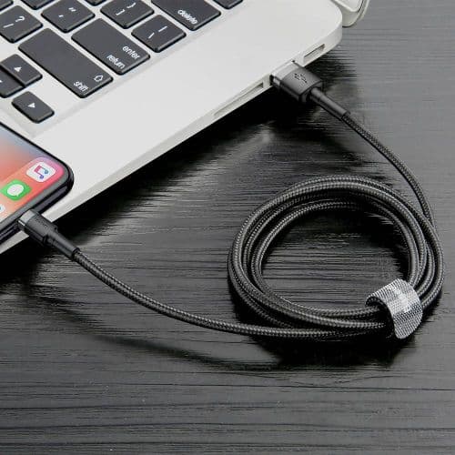 Baseus Lightning Cafule Cable 2.4A 0.5m Gray + Black (CALKLF-AG1)