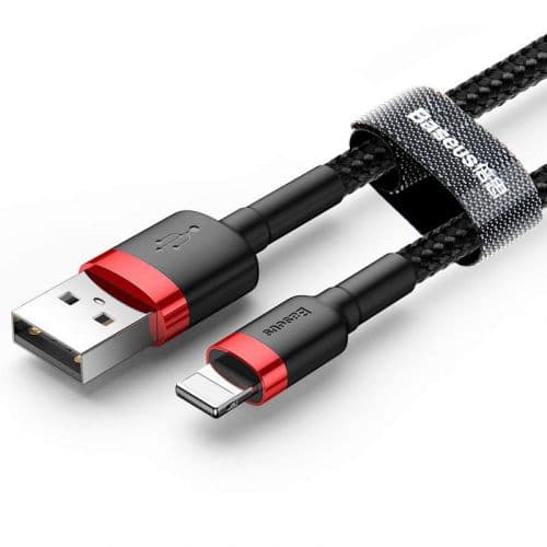 Baseus Lightning Cafule Cable 2.4A 1m Red + Black (CALKLF-B19)