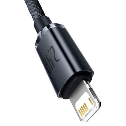 CABLU alimentare si date Baseus Crystal Shine, Fast Charging Data Cable pt. smartphone, USB la Lightning Iphone 2.4A, 1.2m, negru "CAJY000001" (timbru