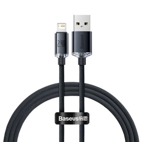 CABLU alimentare si date Baseus Crystal Shine, Fast Charging Data Cable pt. smartphone, USB la Lightning Iphone 2.4A, 1.2m, negru "CAJY000001" (timbru