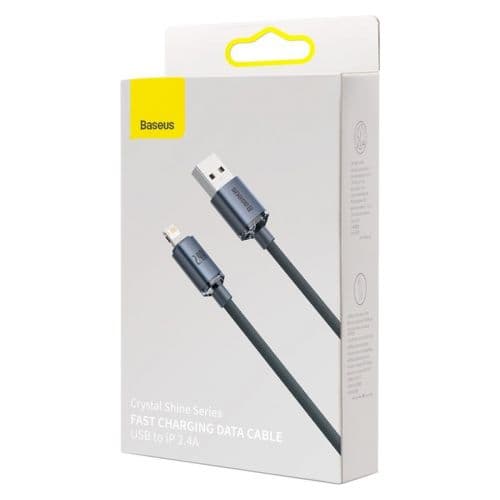 CABLU alimentare si date Baseus Crystal Shine, Fast Charging Data Cable pt. smartphone, USB la Lightning Iphone 2.4A, 1.2m, negru "CAJY000001" (timbru