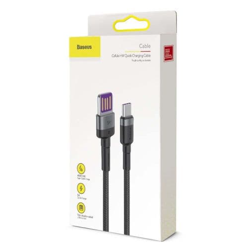 Baseus Cafule USB-C Cable Huawei SuperCharge, QC 3.0, 5A 1m (Black+Gray)