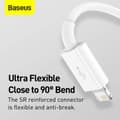Miniatyrbild 7 av 11: Baseus Cable Superior Series 3-in-1 Fast Charging Data Cable USB to M+L+C 3.5A 1.5m White (CAMLTYS-02)