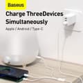Miniatyrbild 10 av 11: Baseus Cable Superior Series 3-in-1 Fast Charging Data Cable USB to M+L+C 3.5A 1.5m White (CAMLTYS-02)