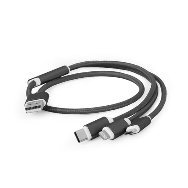Gembird USB charging combo 3-in-1 Lightning, Type C, Micro USB Black