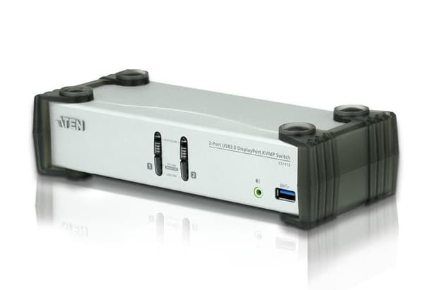 Aten KVMP-switch med 2 portar, USB 3.0 DisplayPort, modell 47706, CS1912-AT-G Svart, Grå