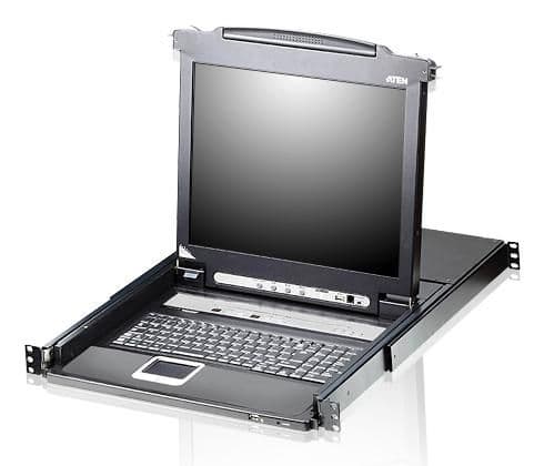 Aten 8-portars 17-tums LCD KVMP-switch med FR-tangentbord, modell CF230A, CL5708M-FR Svart