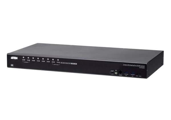 Aten 8-portars 4K DisplayPort KVM-switch med USB 3.0 och sändningsläge, CS19208-AT-G Svart