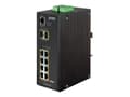 Miniatyrbild 1 av 5: PLANET IGS-10020HPT - Switch - L2+ - Administrerad - 8 x 10/100/1000 (PoE+) + 2 x Gigabit SFP - DIN-skenmonterbar, väggmonterbar - PoE+ (270 W) - Lik