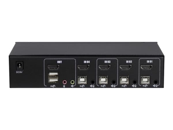 Argus KVM AS-41HA - Omkopplare för tangentbord/video/mus/ljud - 4 x KVM/ljud - skrivbordsmodell