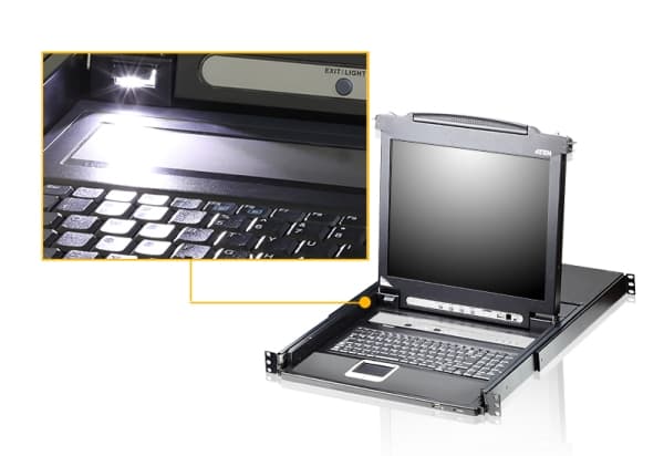 ATEN Slideaway CL5708N - KVM-konsol med omkopplare för tangentbord/video/mus - 8 portar - PS/2, USB - 19" - kan monteras i rack - 1280 x 1024 @ 75 Hz