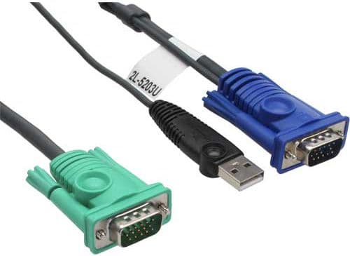 ATEN Micro-Lite 2L-5205U - Tangentbords-/video-/muskabel - USB, HD-15 (VGA) (hane) till 15 pin D-Sub (DB-15) (hona) - för KVM on the NET CS1708, CS17