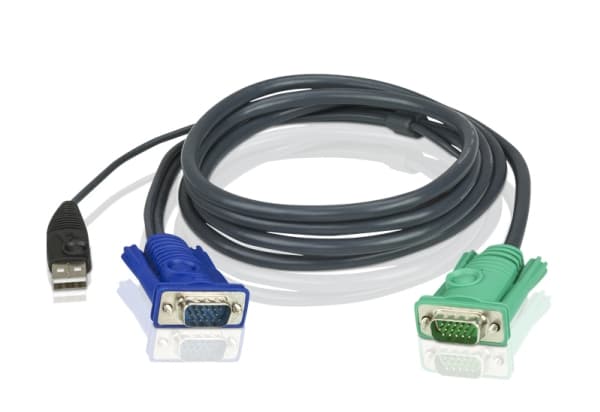 ATEN Micro-Lite 2L-5205U - Tangentbords-/video-/muskabel - USB, HD-15 (VGA) (hane) till 15 pin D-Sub (DB-15) (hona) - för KVM on the NET CS1708, CS17