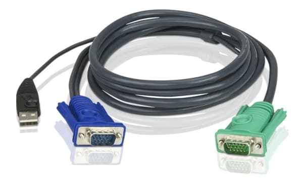 ATEN Micro-Lite 2L-5205U - Tangentbords-/video-/muskabel - USB, HD-15 (VGA) (hane) till 15 pin D-Sub (DB-15) (hona) - för KVM on the NET CS1708, CS17