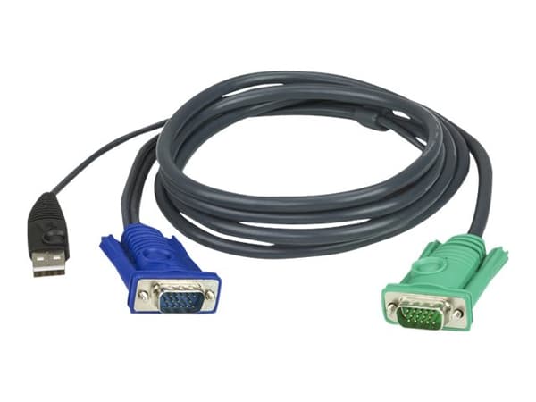 ATEN Micro-Lite 2L-5205U - Tangentbords-/video-/muskabel - USB, HD-15 (VGA) (hane) till 15 pin D-Sub (DB-15) (hona) - för KVM on the NET CS1708, CS17