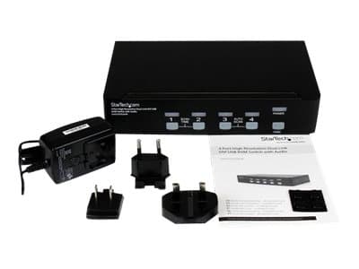 StarTech.com 4 Port High Resolution USB DVI Dual Link KVM Switch with Audio and USB 2.0 Hub (SV431DVIUAHR) - Omkopplare för tangentbord/video/mus/lju