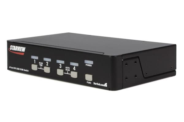 StarTech.com 4 Port High Resolution USB DVI Dual Link KVM Switch with Audio and USB 2.0 Hub (SV431DVIUAHR) - Omkopplare för tangentbord/video/mus/lju
