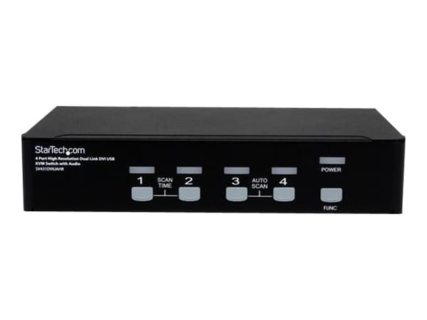 StarTech.com 4 Port High Resolution USB DVI Dual Link KVM Switch with Audio and USB 2.0 Hub (SV431DVIUAHR) - Omkopplare för tangentbord/video/mus/lju
