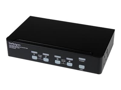 StarTech.com 4 Port High Resolution USB DVI Dual Link KVM Switch with Audio and USB 2.0 Hub (SV431DVIUAHR) - Omkopplare för tangentbord/video/mus/lju Svart