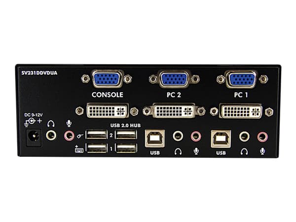 StarTech.com 2 Port KVM Switch - DVI and VGA w/ Audio and USB 2.0 Hub - Dual Monitor / Display / Screen KVM Switch - DVI VGA (SV231DDVDUA) - KVM / ly