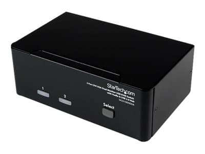 StarTech.com DVI VGA KVM-switch för dubbla skärmar USB med 2 portar, audio & USB 2.0-hubb - Omkopplare för tangentbord/video/mus/ljud/USB - 2 x KVM/l