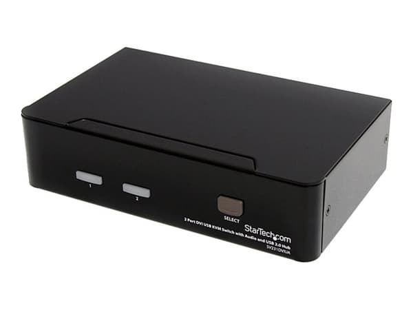 StarTech.com 2 Port DVI USB KVM Switch with Audio and USB 2.0 Hub (SV231DVIUA) - Omkopplare för tangentbord/video/mus/ljud/USB - 2 x KVM/ljud/USB - 1