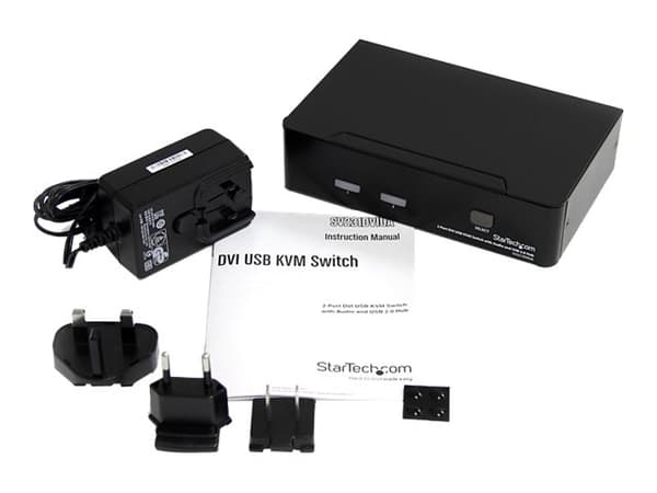 StarTech.com 2 Port DVI USB KVM Switch with Audio and USB 2.0 Hub (SV231DVIUA) - Omkopplare för tangentbord/video/mus/ljud/USB - 2 x KVM/ljud/USB - 1