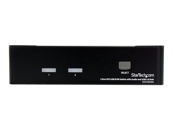 StarTech.com 2 Port DVI USB KVM Switch with Audio and USB 2.0 Hub (SV231DVIUA) - Omkopplare för tangentbord/video/mus/ljud/USB - 2 x KVM/ljud/USB - 1