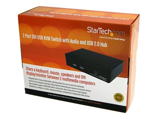 StarTech.com 2 Port DVI USB KVM Switch with Audio and USB 2.0 Hub (SV231DVIUA) - Omkopplare för tangentbord/video/mus/ljud/USB - 2 x KVM/ljud/USB - 1