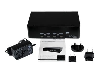 StarTech.com 4-Port Dual KVM Switch with Audio for DVI Computers - Built-in USB Hub (SV431DD2DUA) - Omkopplare för tangentbord/video/mus/ljud/USB - 4
