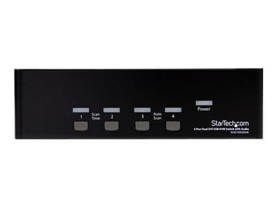 StarTech.com 4-Port Dual KVM Switch with Audio for DVI Computers - Built-in USB Hub (SV431DD2DUA) - Omkopplare för tangentbord/video/mus/ljud/USB - 4