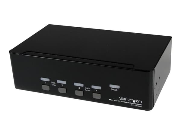 StarTech.com 4-Port Dual KVM Switch with Audio for DVI Computers - Built-in USB Hub (SV431DD2DUA) - Omkopplare för tangentbord/video/mus/ljud/USB - 4